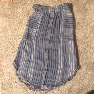 Blue and White Striped Free People Boho midi skirt